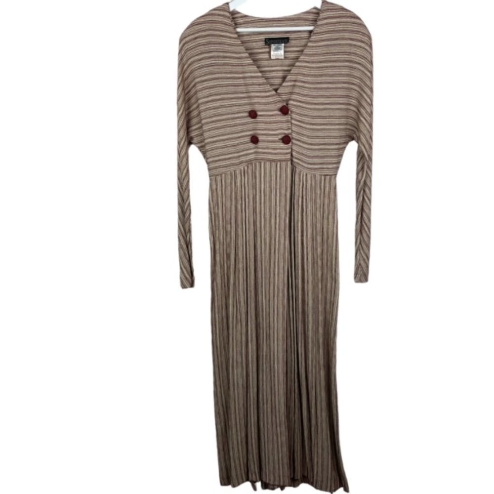 Vintage SOPHISTICATE Womens 8 Striped Jumpsuit Long Sleeve Button Accents